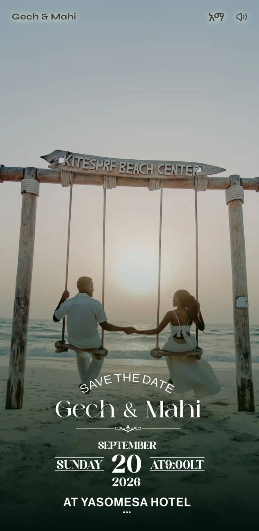 A real wedding invitation built with Tegabezu — Getabalew & Mahlet