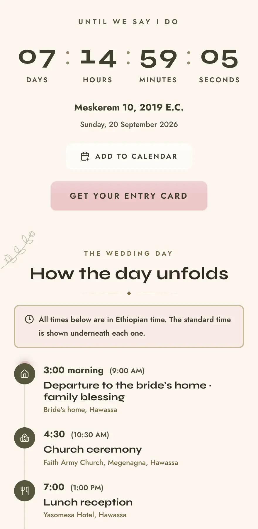The same invitation in Olive & Blush